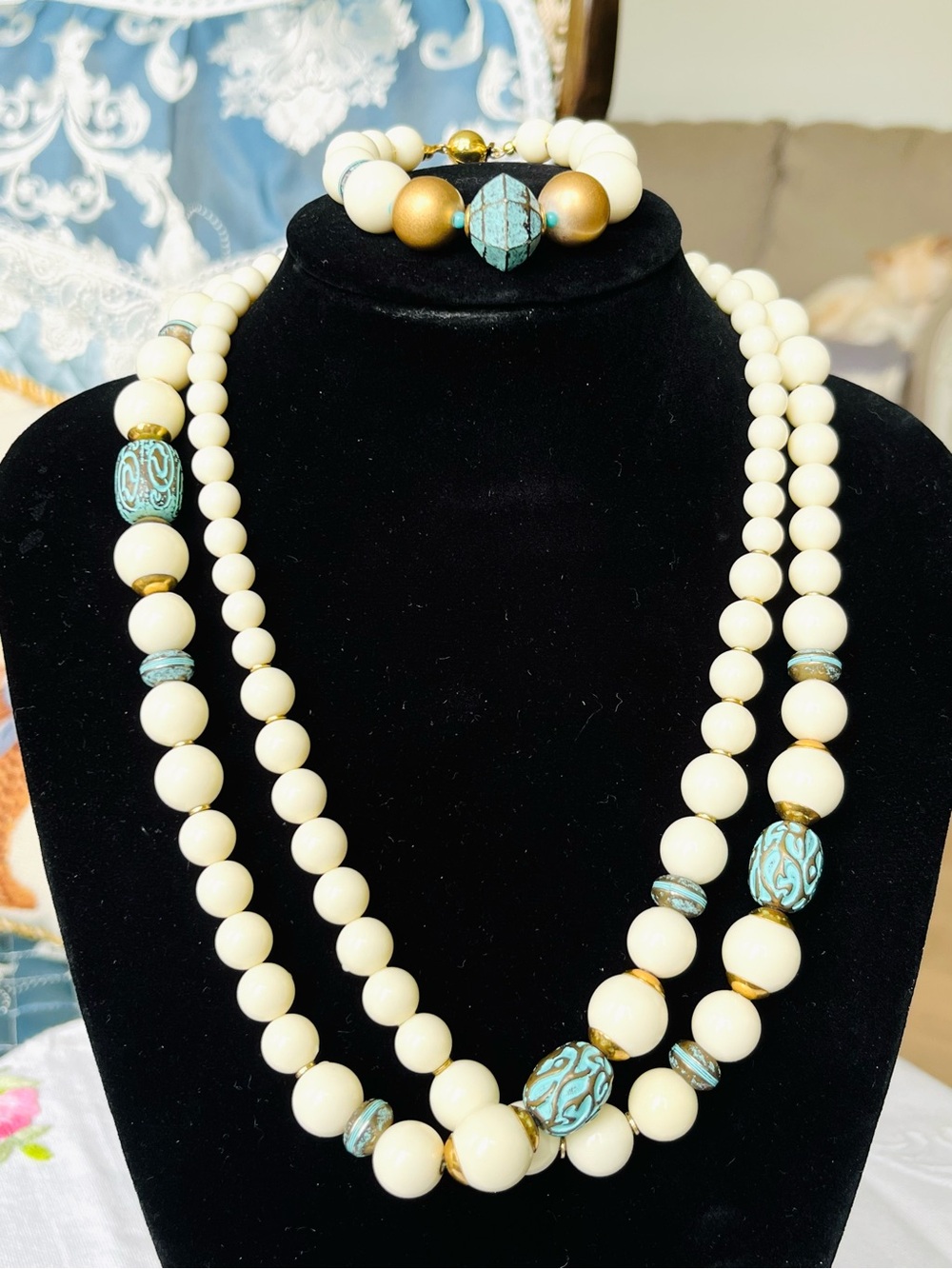 Versatile Vintage Elsa of Canada 41" Sautoir Necklace & Bracelet Set